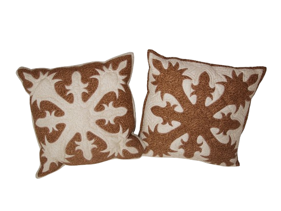 Havajské aplikace béžovo hnědé polštáře