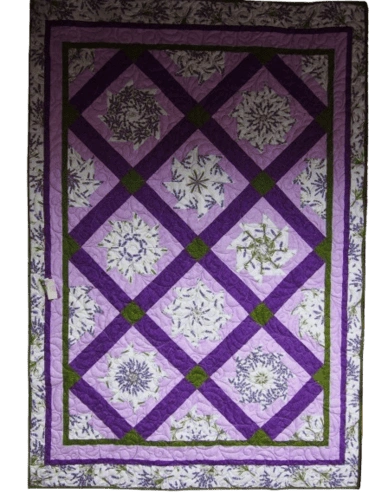 Patchworková deka Kaleidoskopy s levandulemi