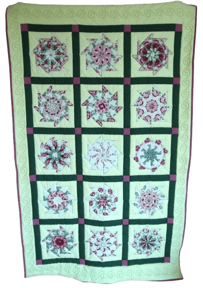 Patchworková deka Kaleidoskopy zelené